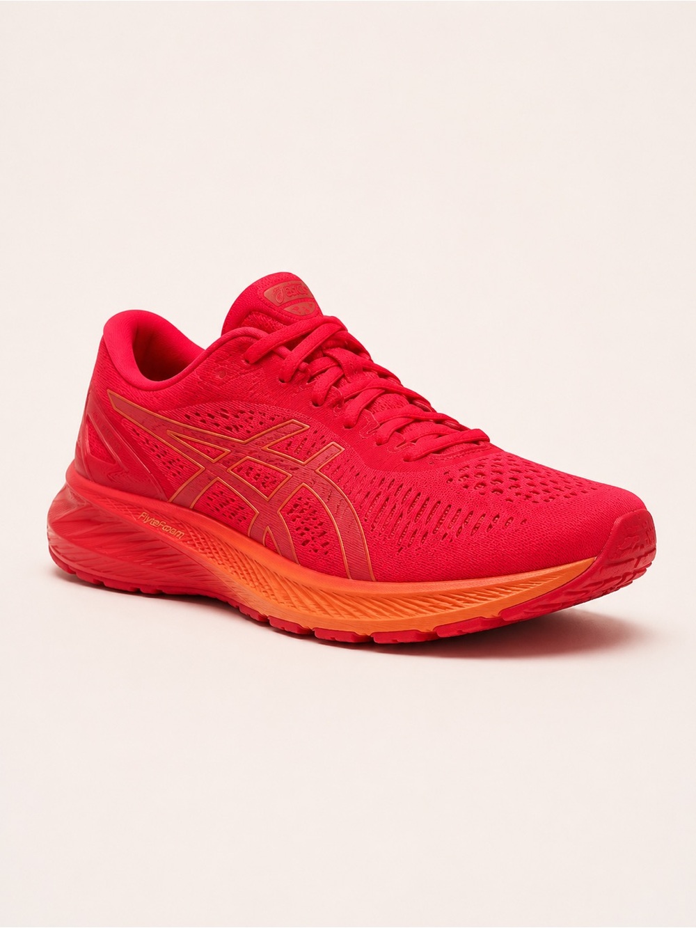 ASICS Women's Bright Red Running Shoes with Orange Accents